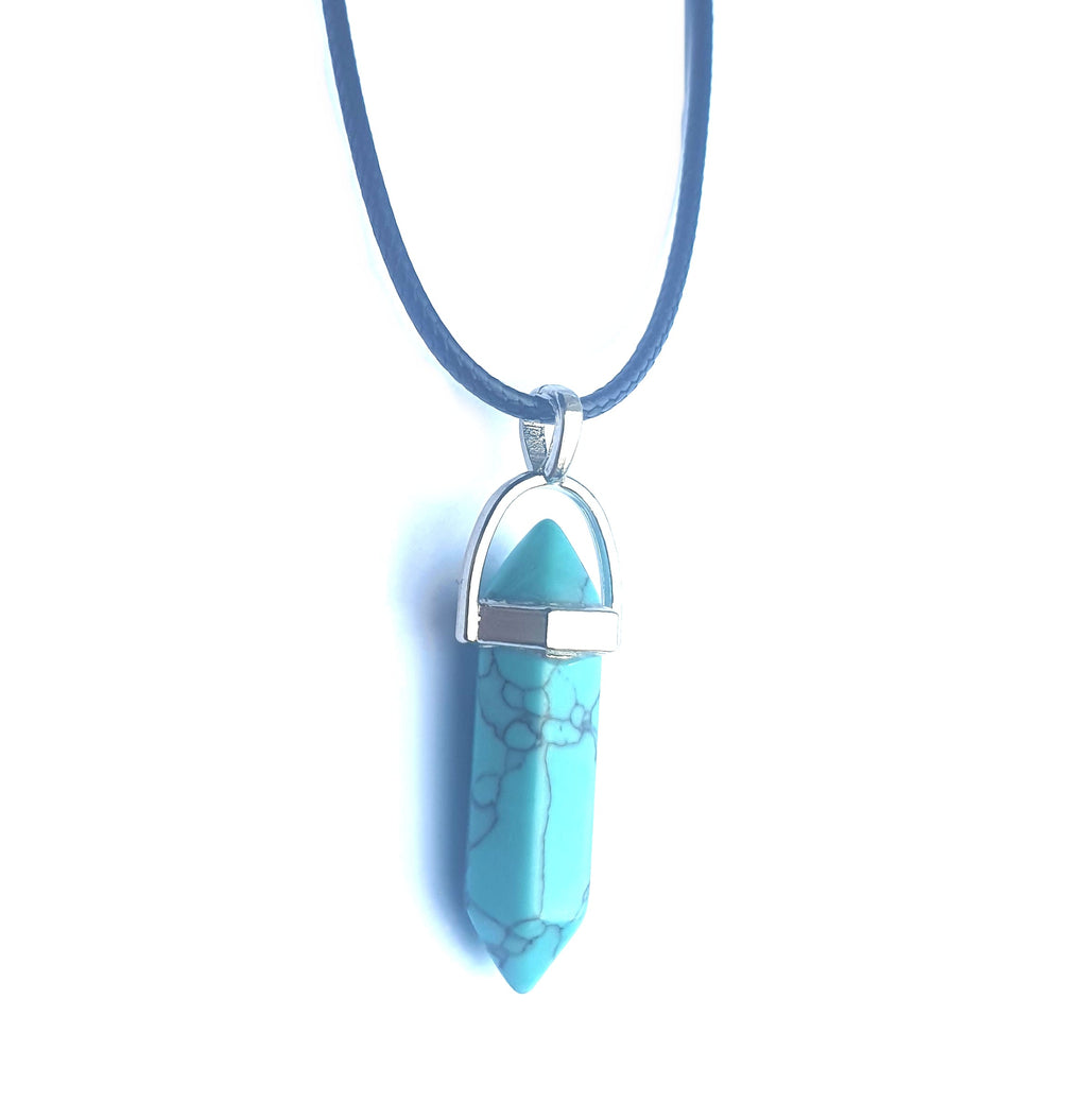 Crystal Pointed Pendant Necklace - Turquoise