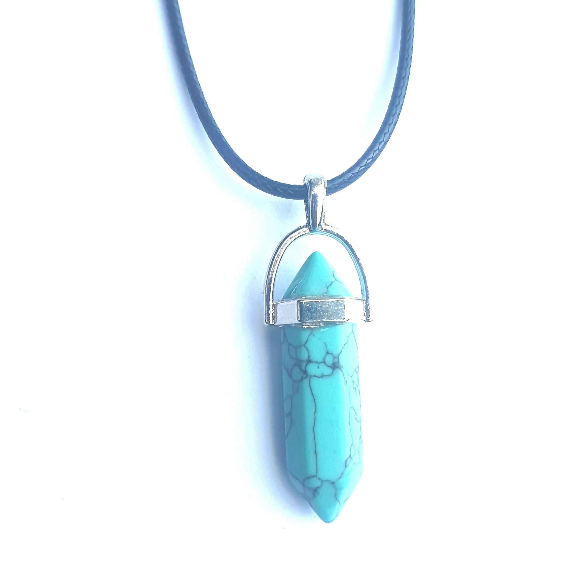 Crystal Pointed Pendant Necklace - Turquoise
