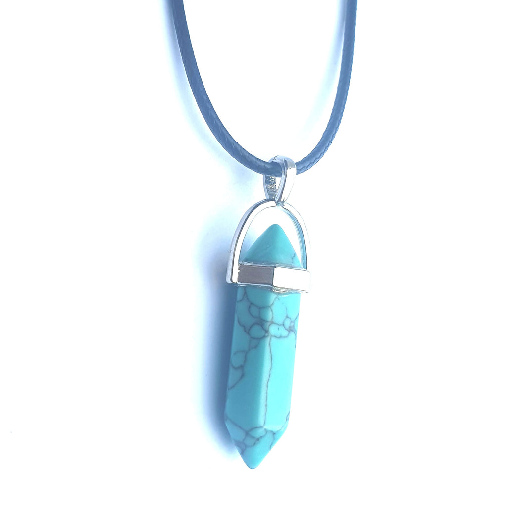 Crystal Pointed Pendant Necklace - Turquoise