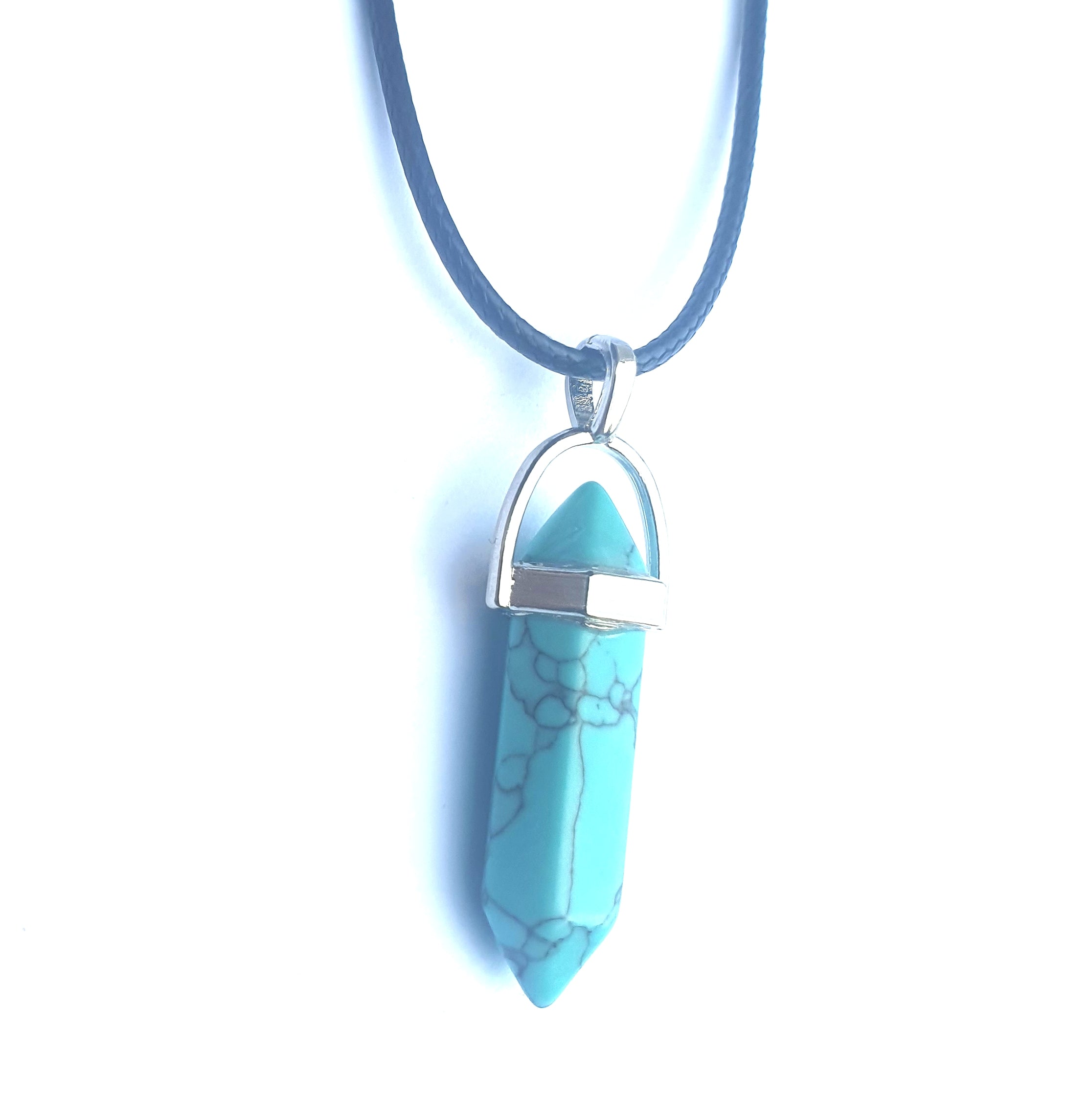 Crystal Pointed Pendant Necklace - Turquoise