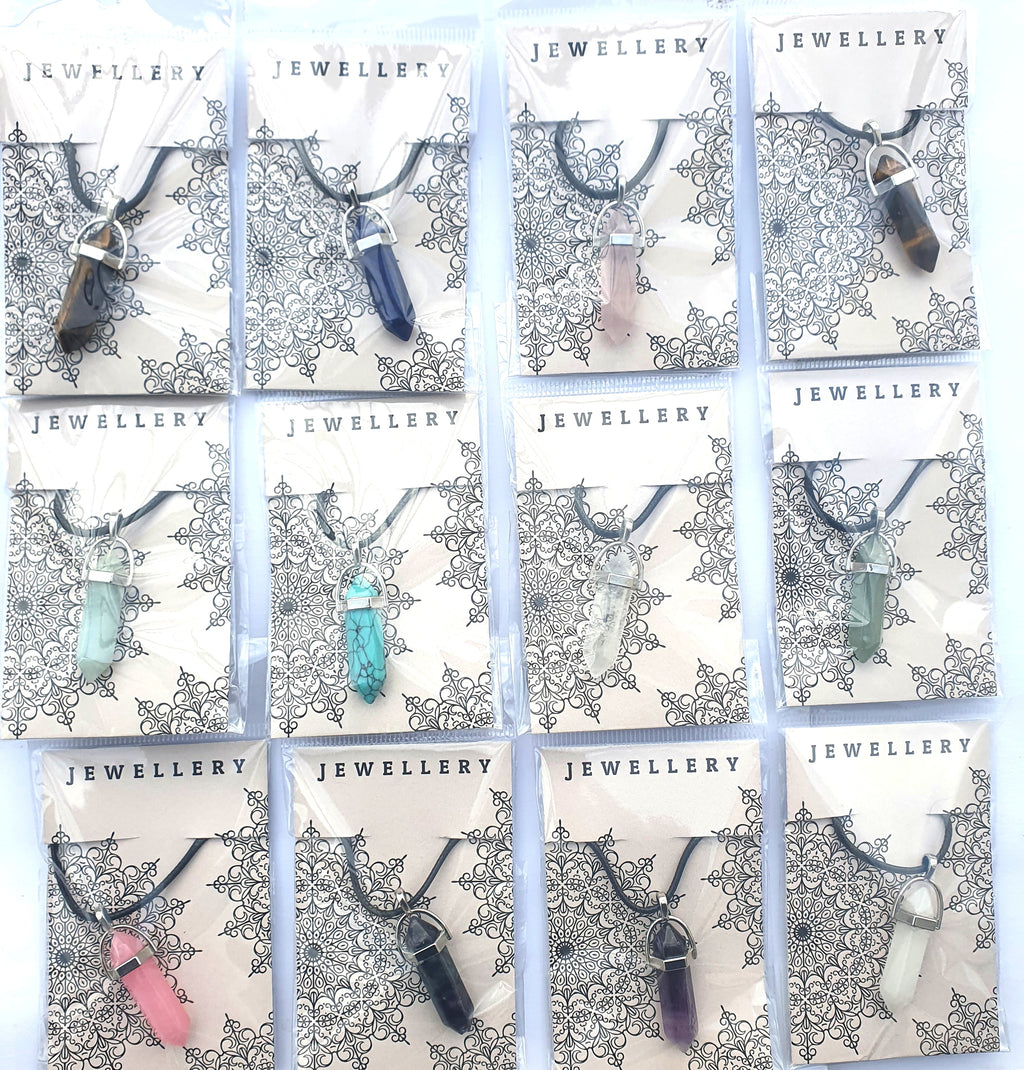 Crystal Pointed Pendant Necklace - Rose Quartz