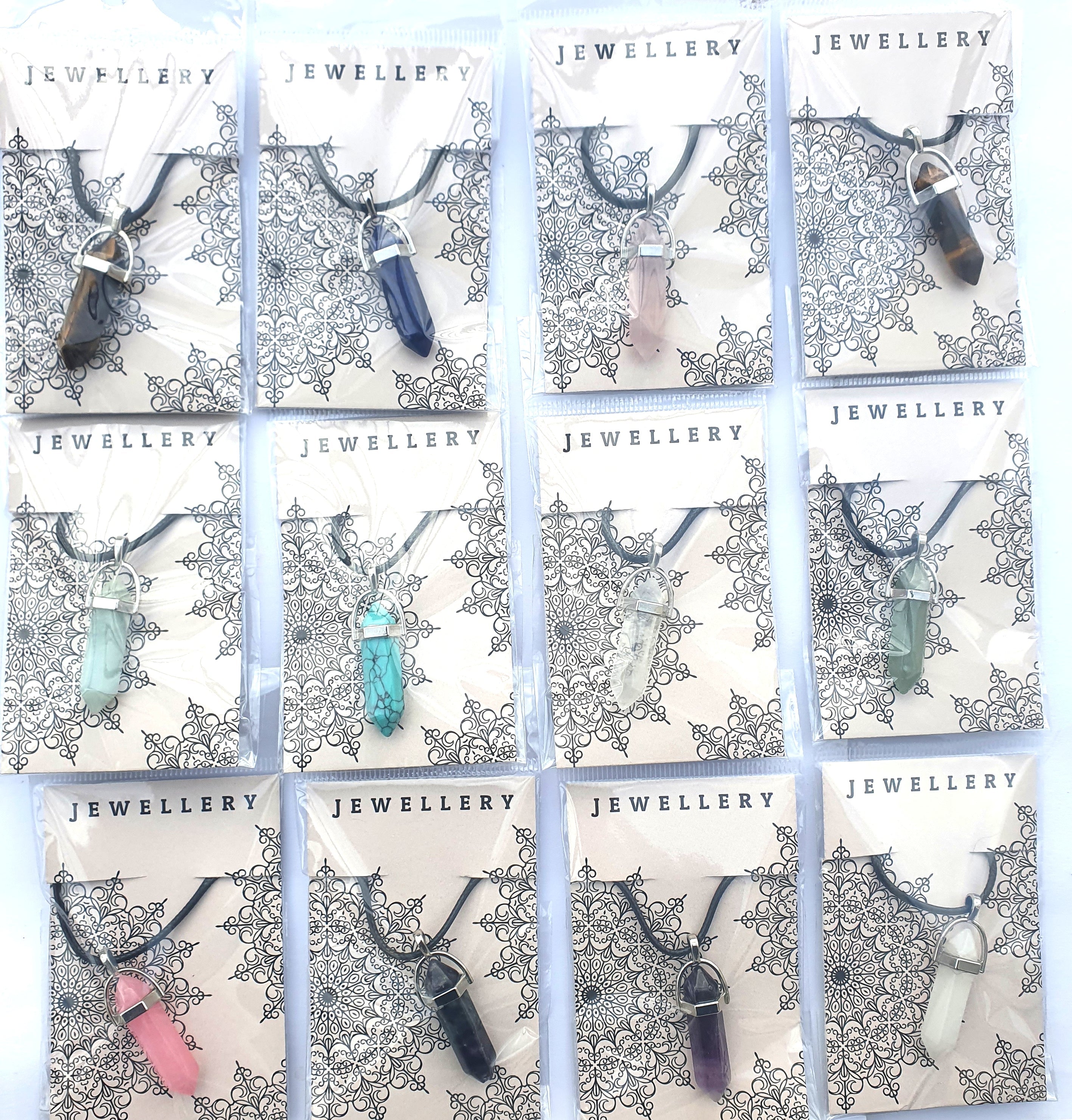 Crystal Pointed Pendant Necklace - Rose Quartz